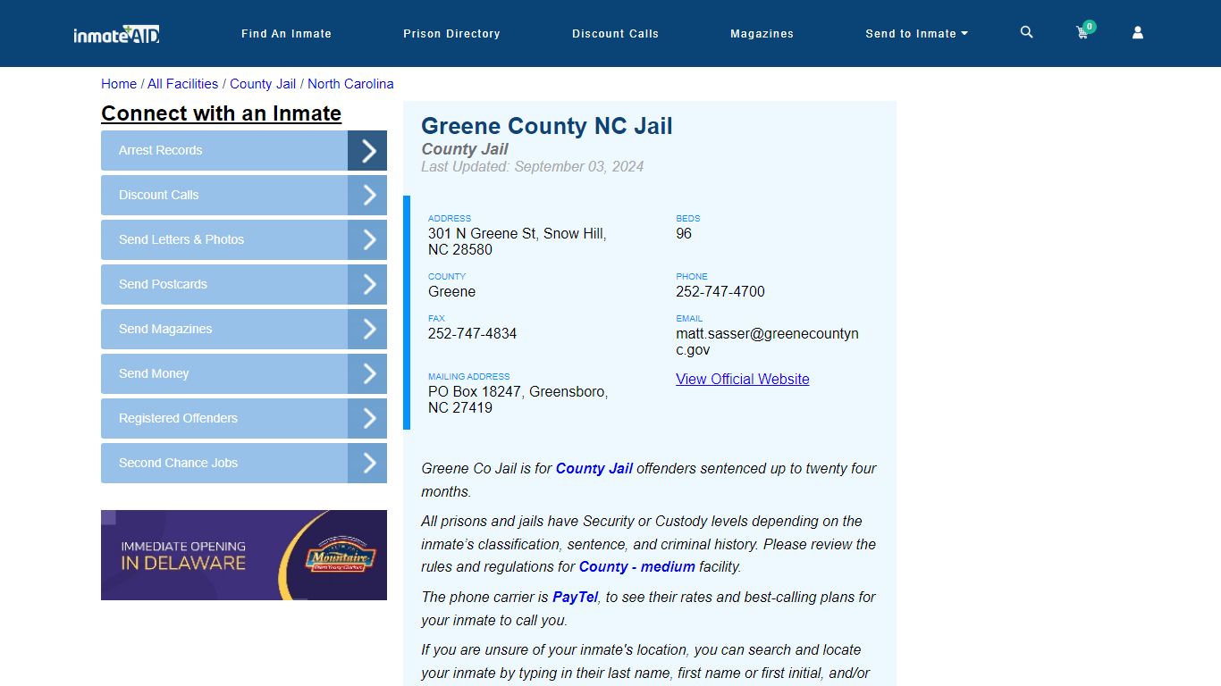 Greene County NC Jail - Inmate Locator